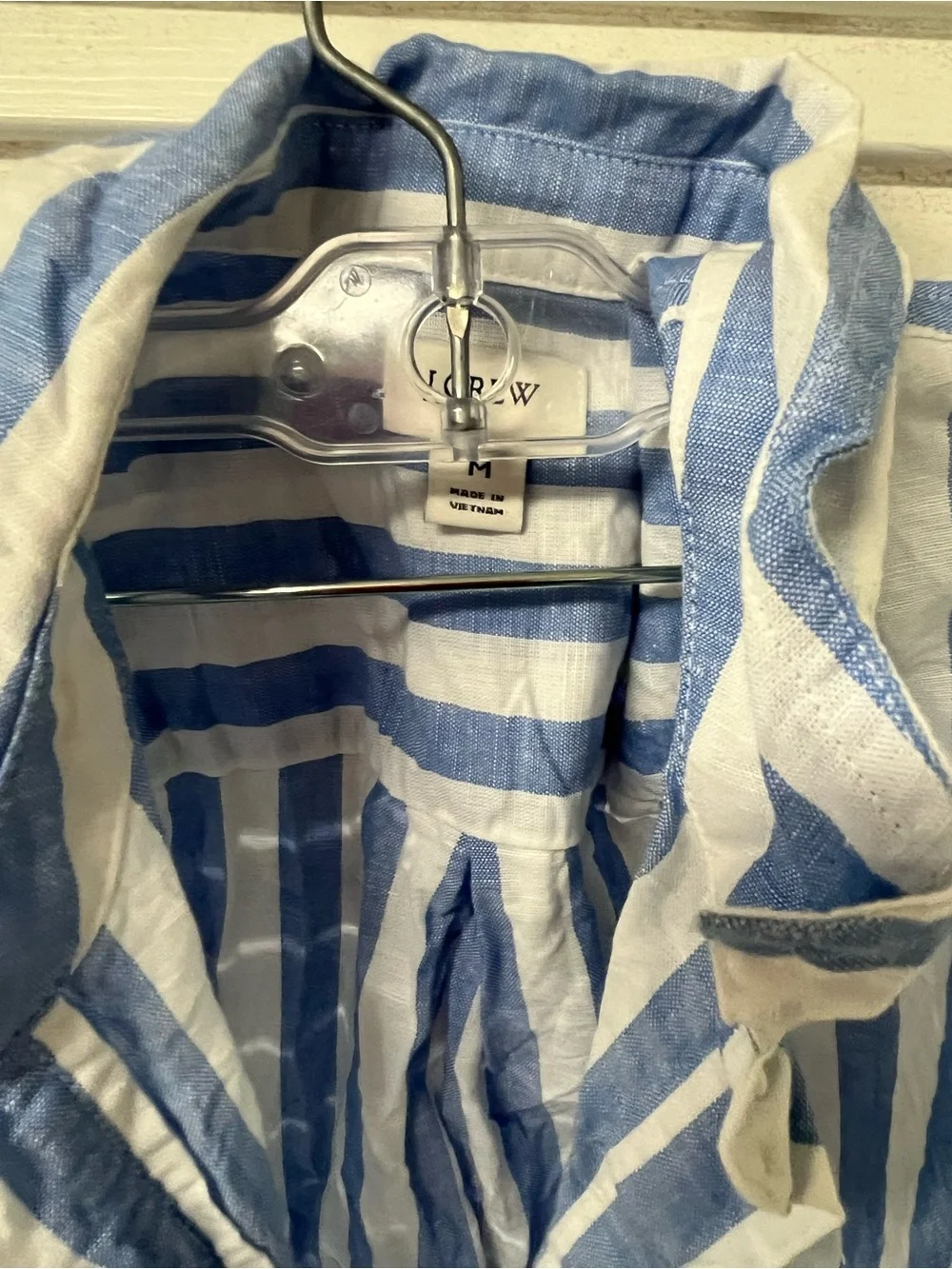 J. CREW ✨Light Blue & White Vertical Stripe Button-Up Top✨M